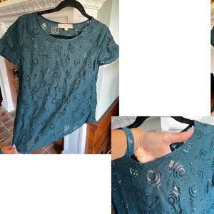 Loft lace eyelet shirt in teal